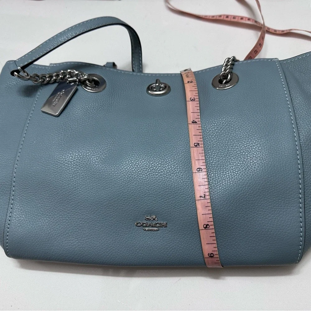 Coach Blue Leather Tote Bag - Picture 6 of 11